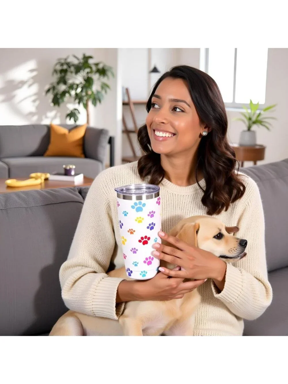 20oz Insulated Dog Mom Tumbler Mug with Paw Print - Hot & Cold Beverages